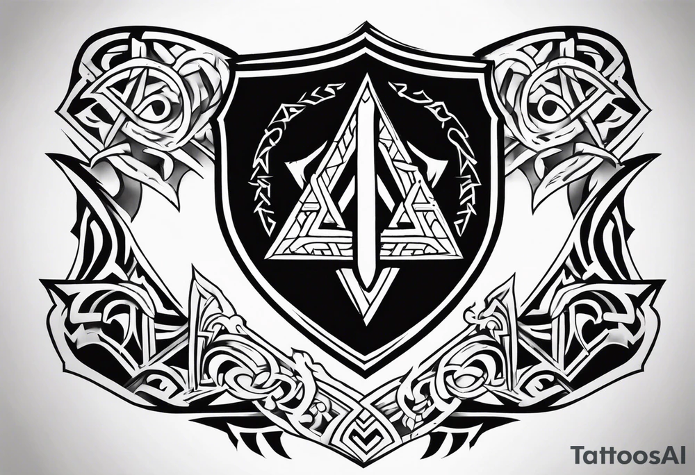 Valhalla shield valknut sword axe tattoo idea