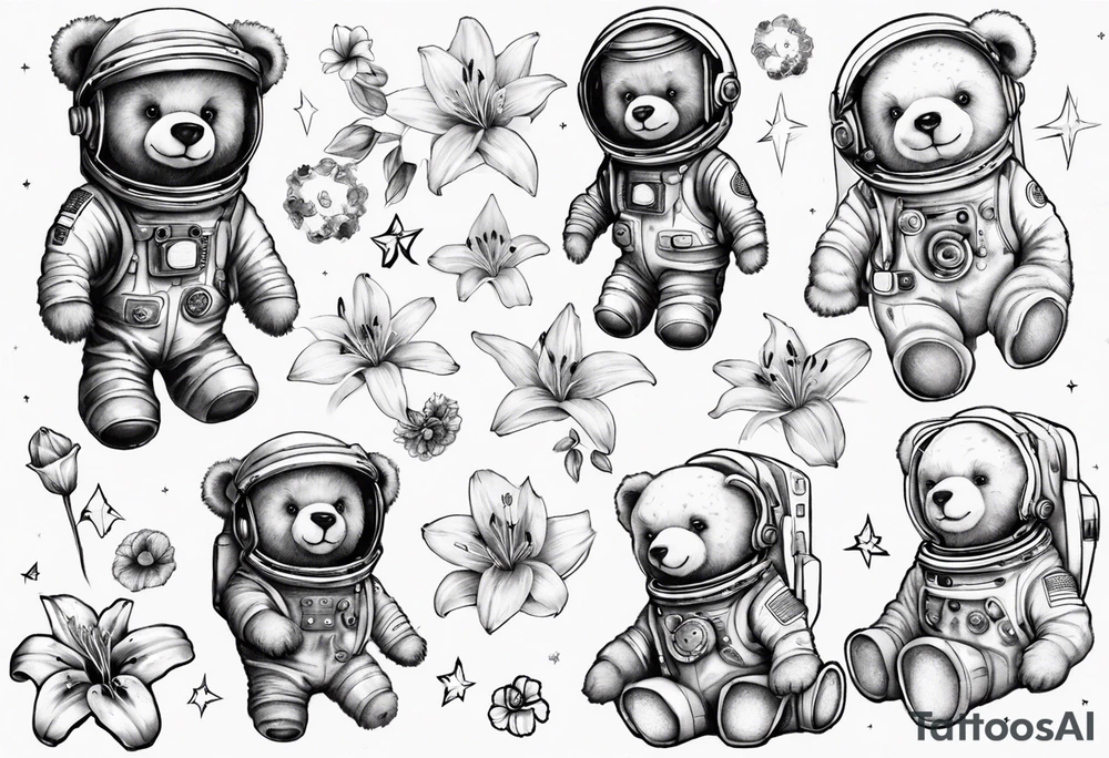 Teddy bear astronaut lily’s tattoo idea