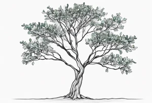 eucalyptus tree, simple, small, soft lines tattoo idea