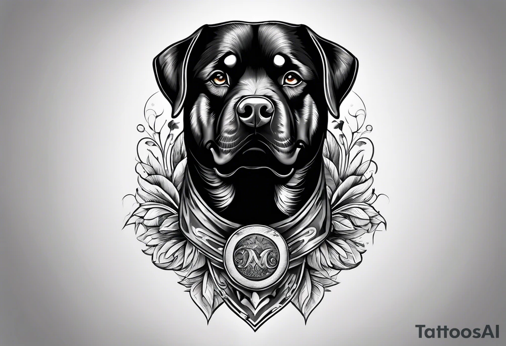 barking rottweiler tattoo idea