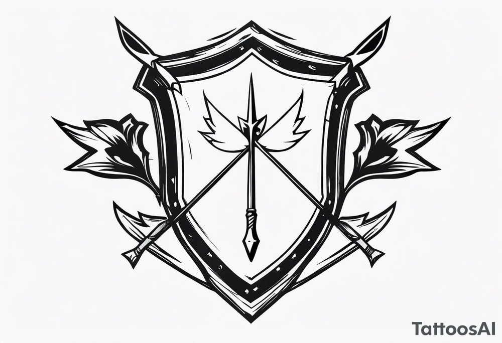 flaming arrows hitting sheild tattoo idea