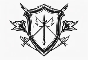 flaming arrows hitting sheild tattoo idea