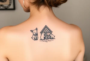 Three little pigs nursery rhyme hiding in a brick house from the big bad wolf tattoo idea