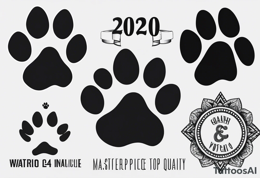 dog paw with  coordinates tattoo idea