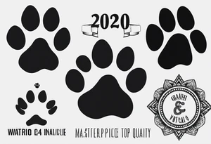 dog paw with  coordinates tattoo idea