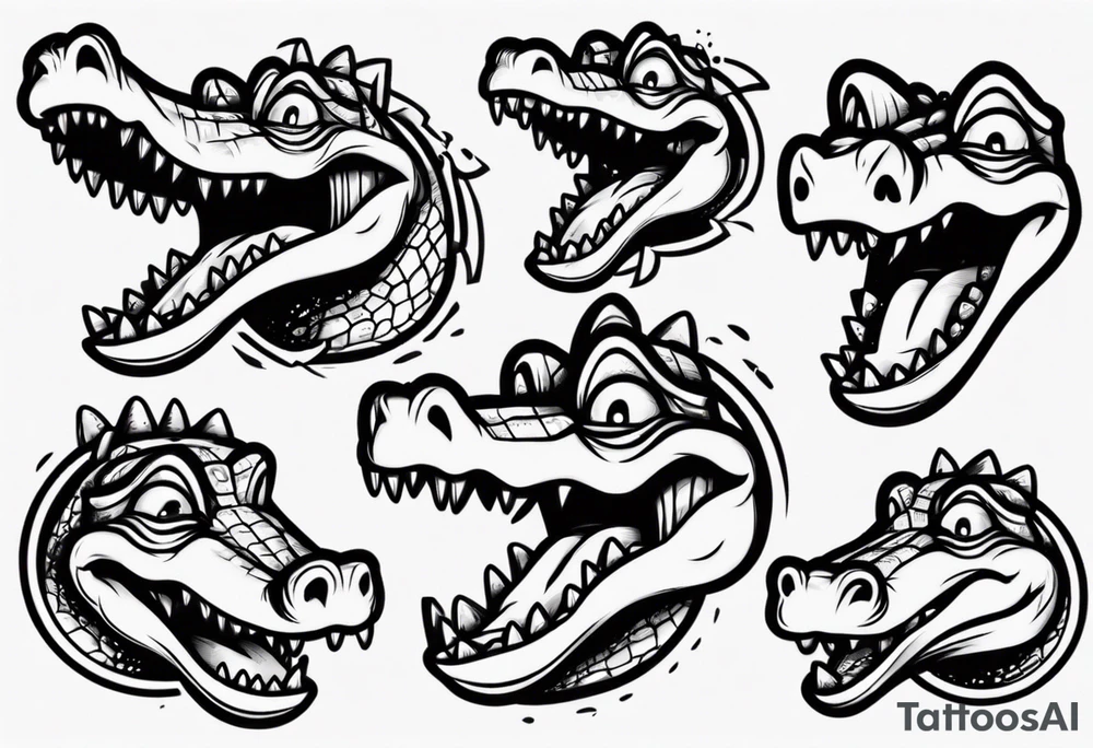 cute cartoon crocodile crying tattoo idea