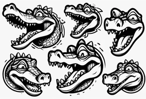 cute cartoon crocodile crying tattoo idea
