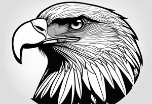 realistic eagle full body  sit face front tattoo idea