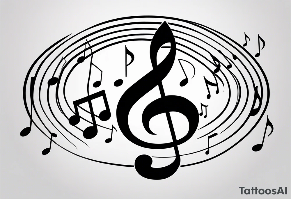 Minimalist line work tattoo, depicting musical
Notes in the shape of letters “R” and “L”. tattoo idea