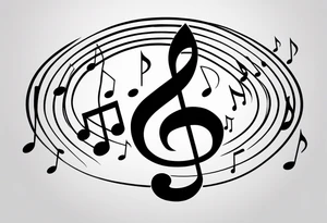 Minimalist line work tattoo, depicting musical
Notes in the shape of letters “R” and “L”. tattoo idea