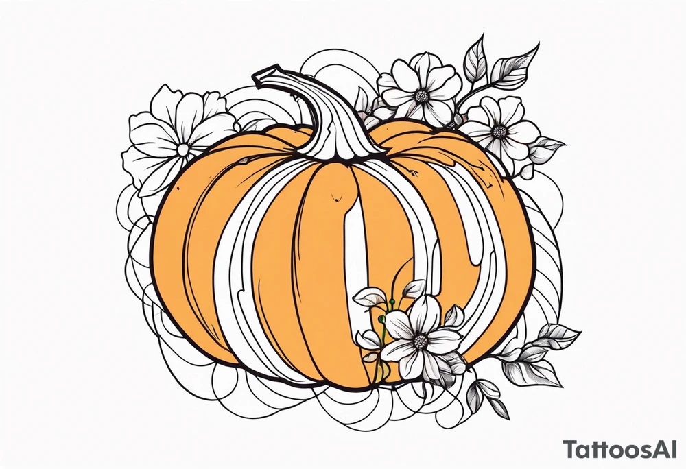 pumpkin with flowers tattoo idea