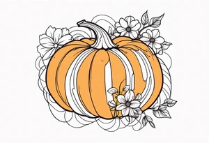 pumpkin with flowers tattoo idea