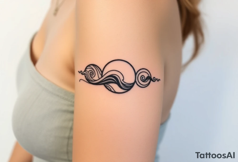 tribal wave patterns in circles tattoo idea