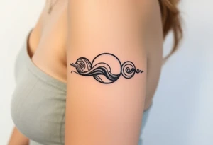 tribal wave patterns in circles tattoo idea