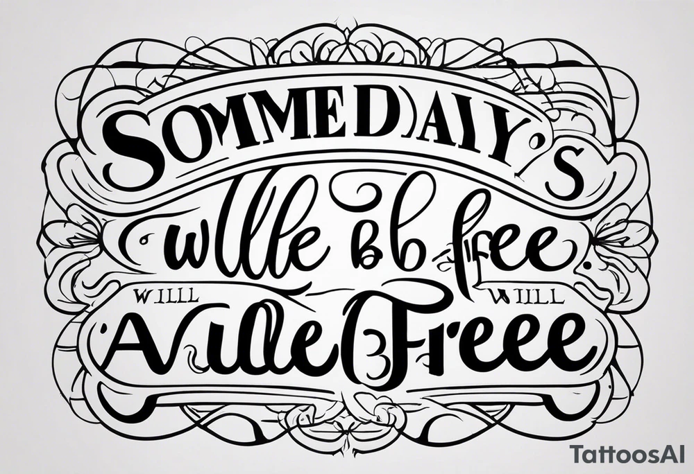 a one or two line script of the sentence 'Someday we will all be Free' tattoo idea