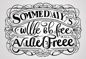 a one or two line script of the sentence 'Someday we will all be Free' tattoo idea