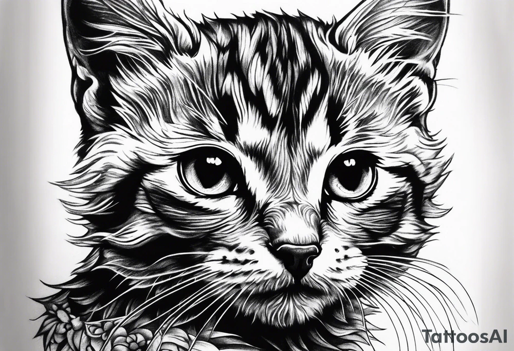 Short hair Kitten tattoo idea