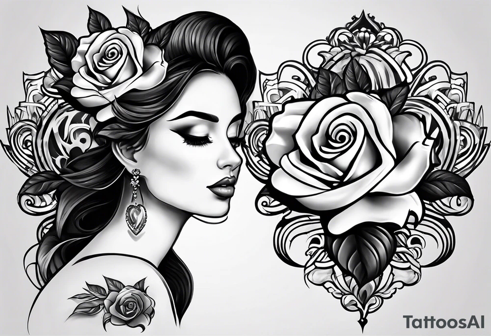 I have heart black style on my shoulder, and i need something around my heart maybe its will be rose tattoo idea