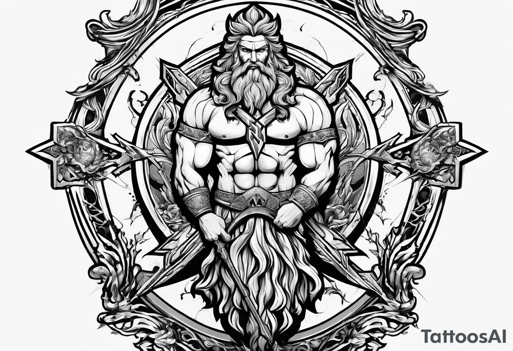 zeus lightning bolt cross with poseidon trident tattoo idea zeus lightning bolt cross with poseidon trident tattoo idea