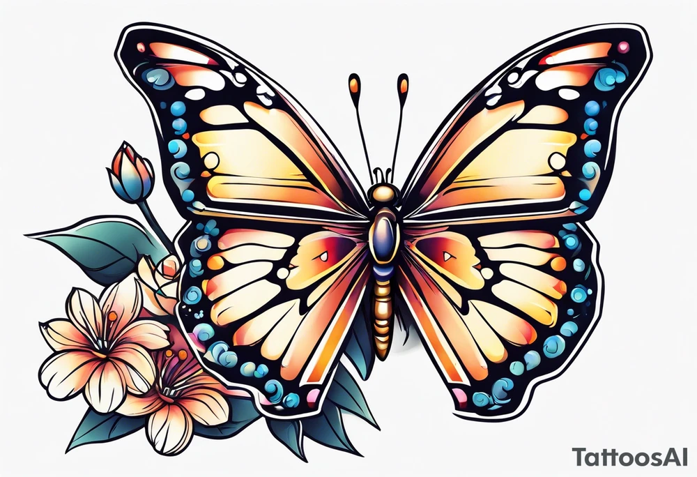 Butterfly on a flower tattoo idea