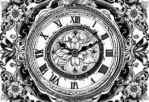 Aniya 6:51pm, Amari 4;57pm, Ameer 5:33am flower clocks teddybears tattoo idea