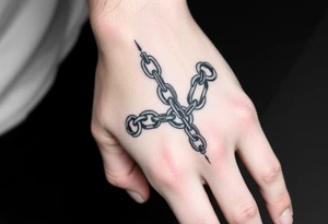 gothic chains intertwined on hand tattoo idea