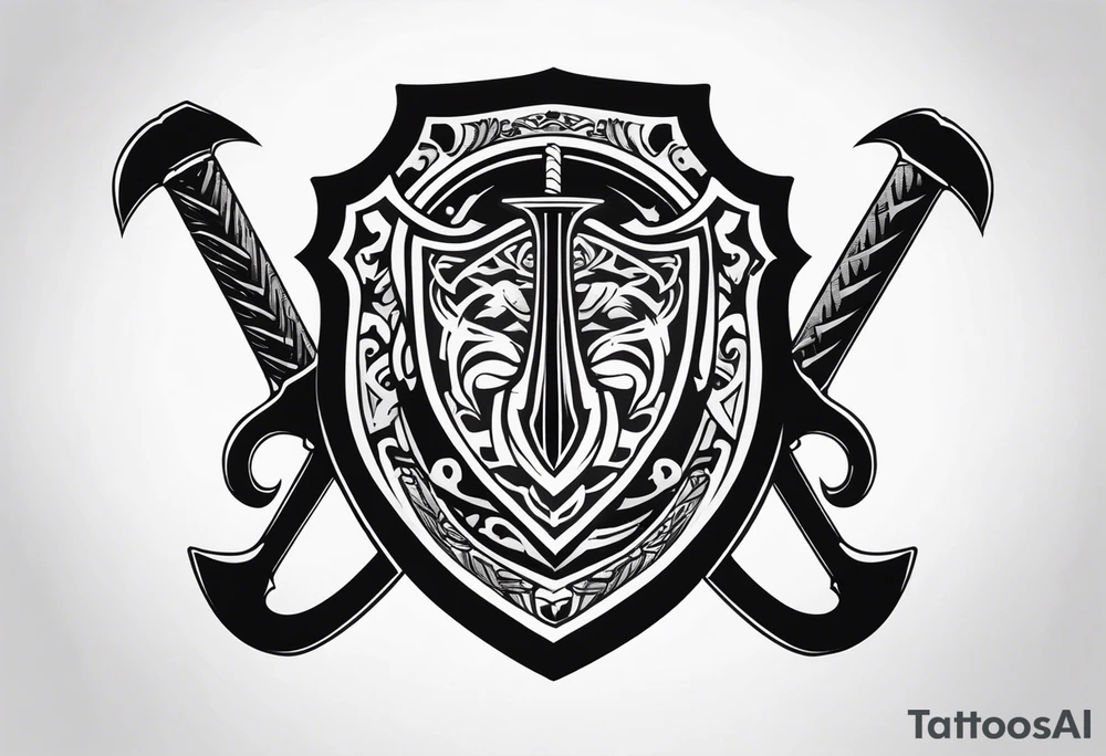 Valhalla sword axe shield tattoo idea