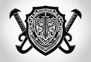 Valhalla sword axe shield tattoo idea