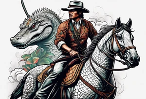 Alligator riding a horse tattoo idea