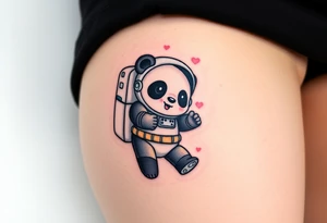 Panda with astronaut suit in outer space tattoo idea