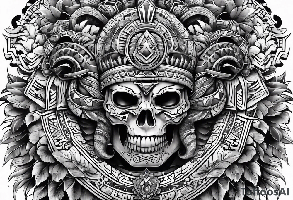 aztec snake sleeve tattoo idea