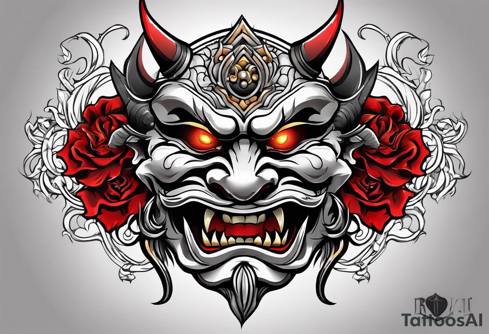 A Oni mask for protection against Evil tattoo idea