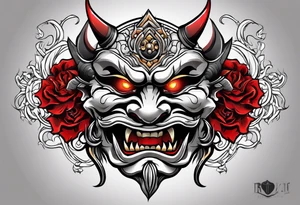 A Oni mask for protection against Evil tattoo idea