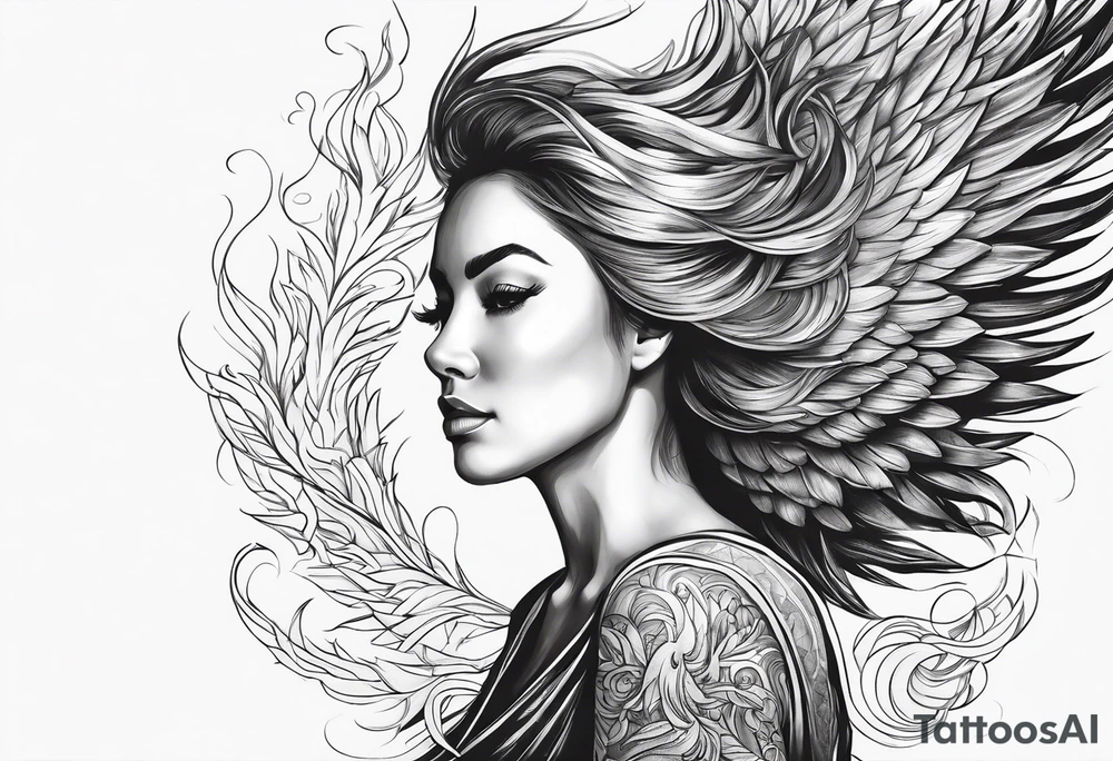 Woman rising like the phoenix tattoo idea