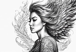Woman rising like the phoenix tattoo idea
