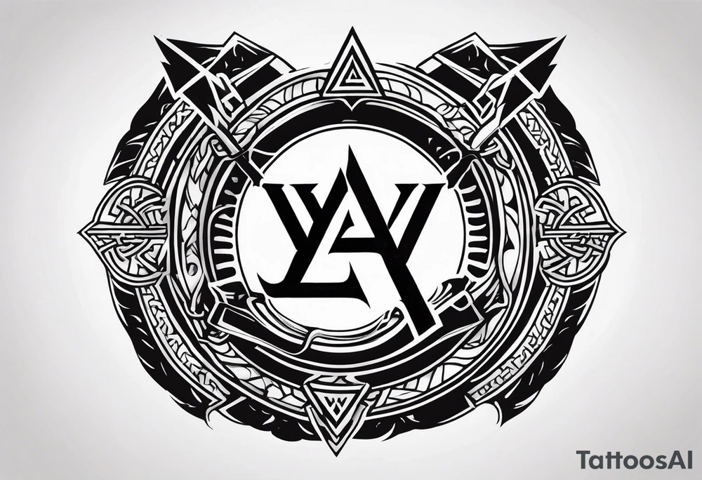 Valhalla sword shield axe Valknut victory tattoo idea