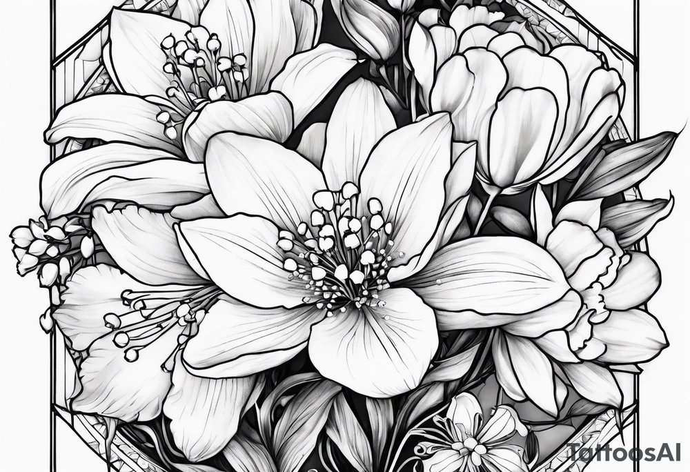 Larkspur, Lily of the valley, water, lily, Hawthorne, flower, carnation, snowdrop flower half sleeve tattoo idea