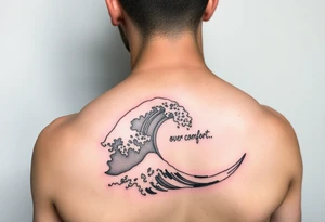 Simple  Fine line waves with words courage over comfort within the wave tattoo idea