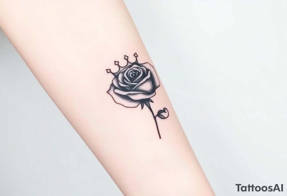A rose with a kings crown ontop tattoo idea