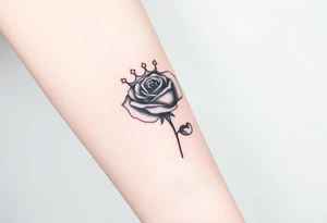 A rose with a kings crown ontop tattoo idea