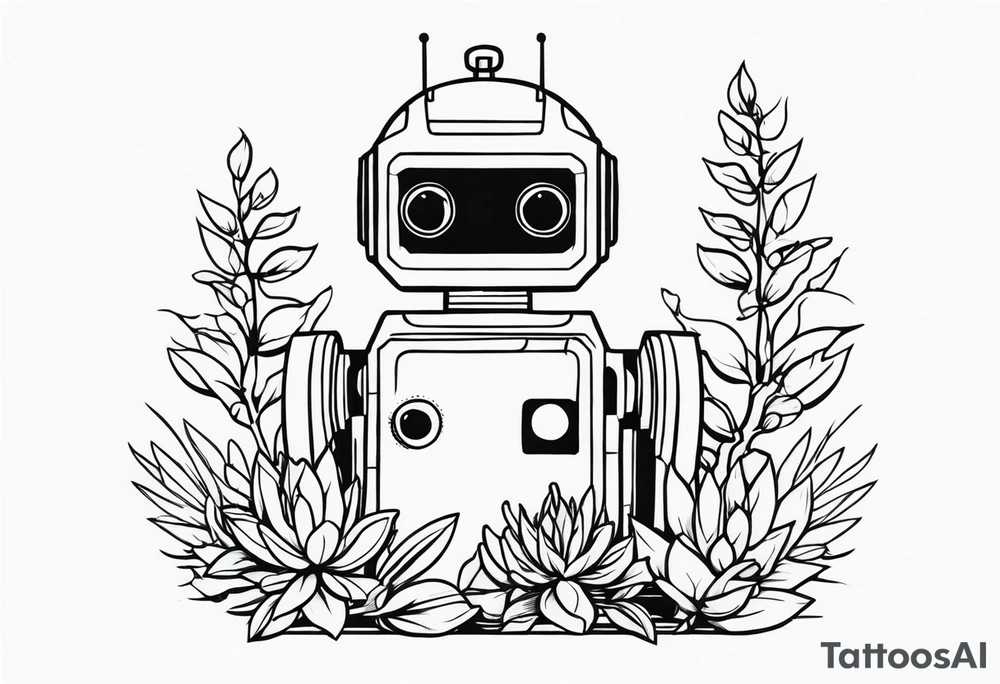 robot plant tattoo idea