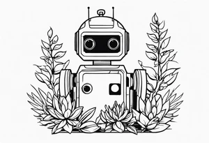 robot plant tattoo idea