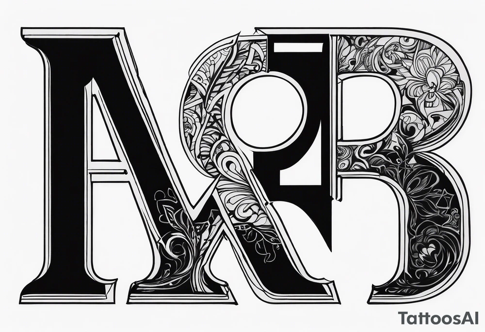The letters AR together with the words always ready going down the side of the letters tattoo idea