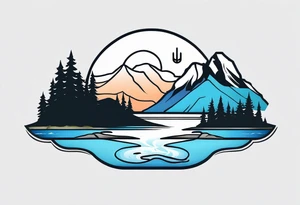 Mountain scene with a river with a subtle peace sign. Use IT IS WELL written in the scene tattoo idea