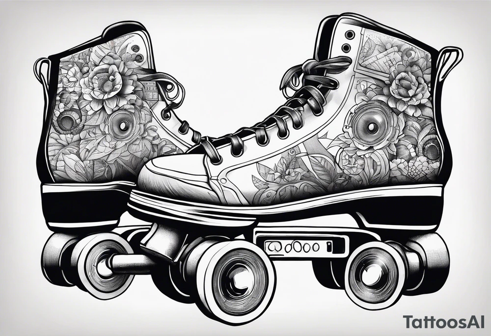 Rollerskates with boombox tattoo idea