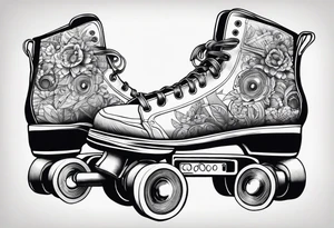 Rollerskates with boombox tattoo idea