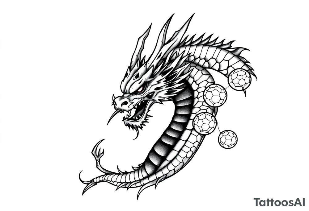 Shenron dragon with 7 dragon balls tattoo idea