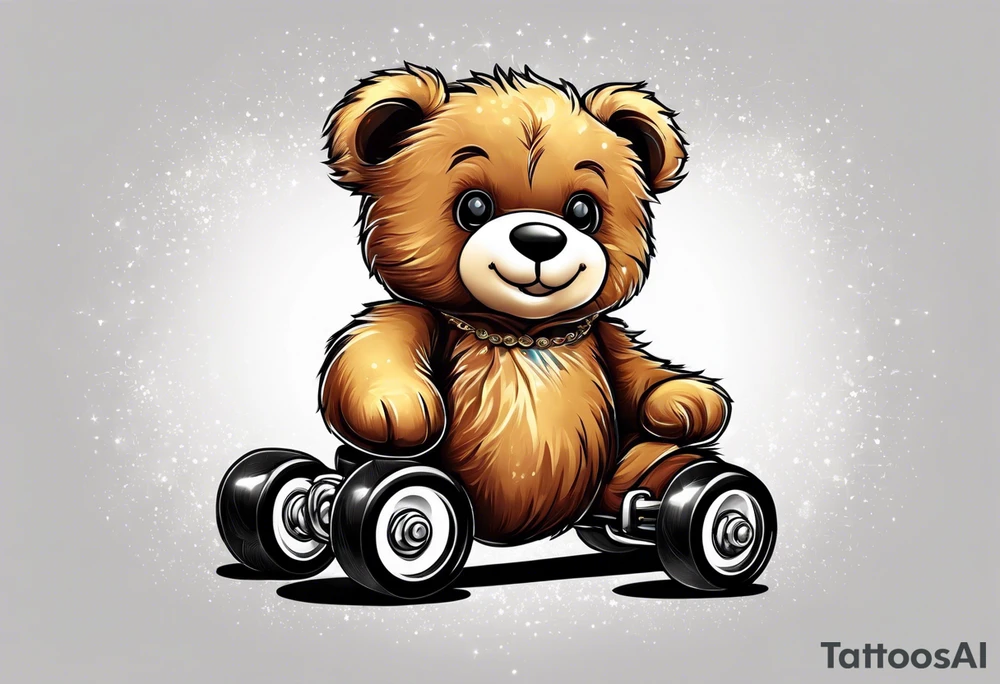roller skating teddy bear tattoo idea