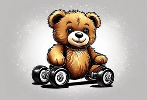 roller skating teddy bear tattoo idea