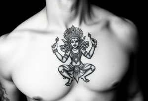 Durga Hindu god on chest tattoo idea